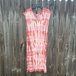 Universal Thread Pink and Brown Tie-Dye Maxi Dress